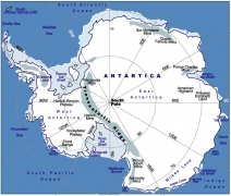 A map showing the size of Antarctica.