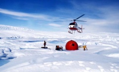 Our Apple shelter erected on the Chaos Glacier.